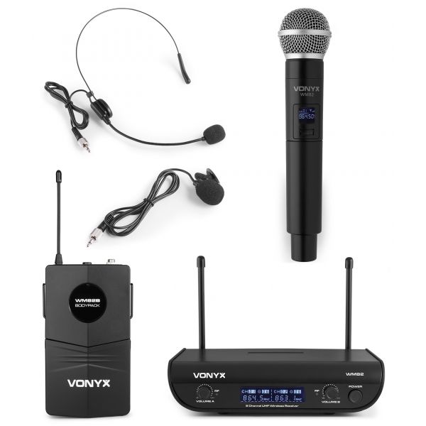 Vonyx Vonyx WM82C, 2 canale UHF, vocal și lavalieră